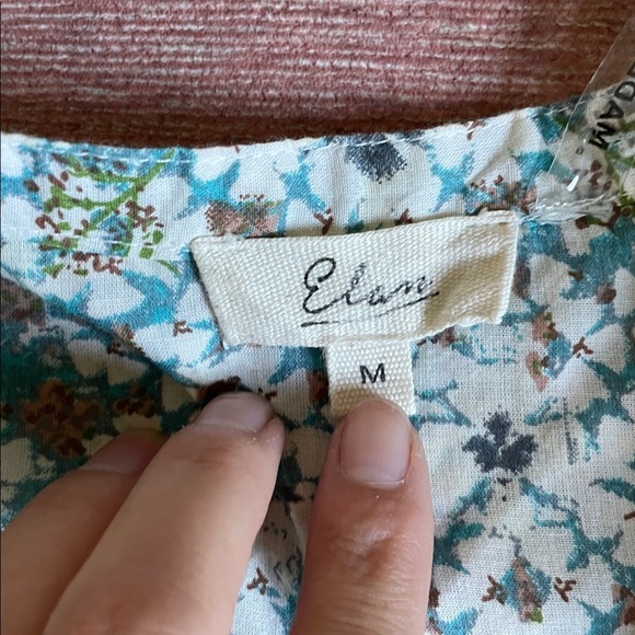 Elan Teal and White Floral Bohemian Cottagecore Midi Dress - Picture 12 of 13